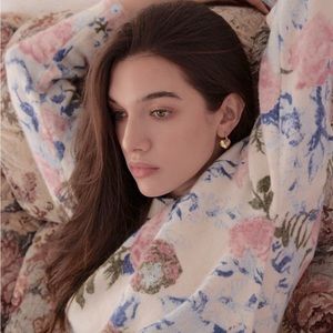 Zara Floral Crew Neck Sweater - Blue, Pink, Green